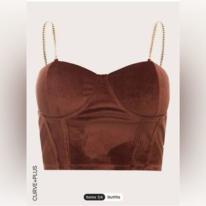 SHEIN Plus Chain Strap Velvet Cami Top rust brown